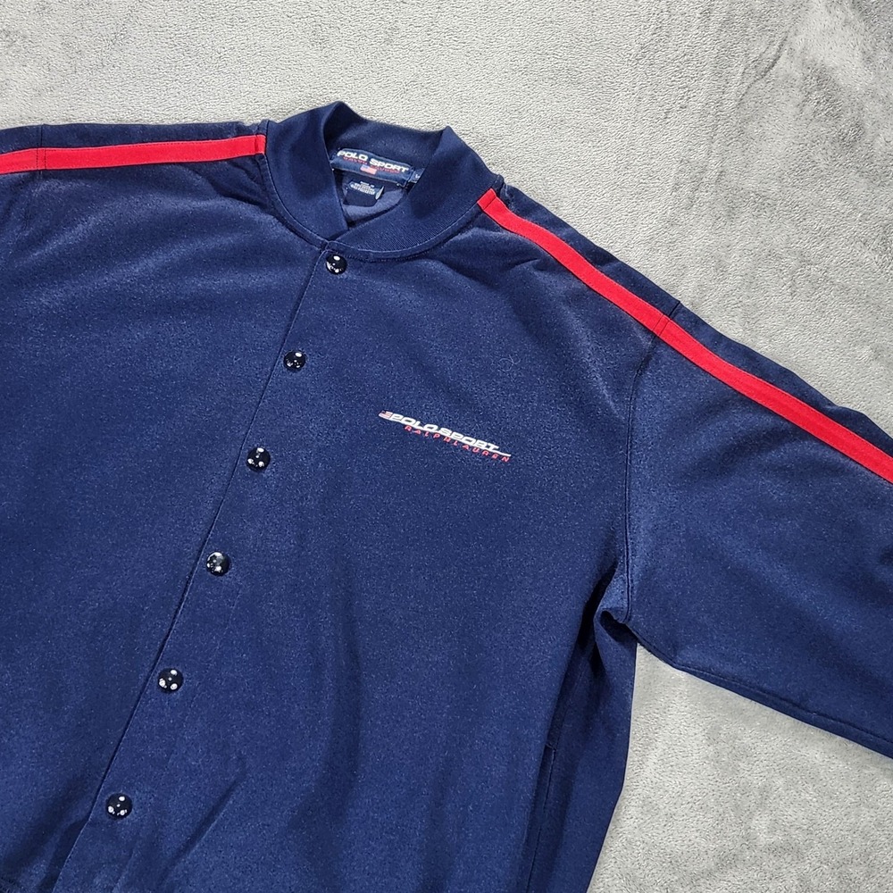 Polo Sport Ralph Lauren Track Jacket Mens Large Vintage 90s Blue Snap Front - Picture 7 of 13